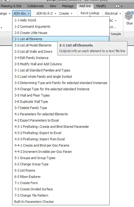 RvtSamples listing SDK, Adn Xtra and The Building Coder samples