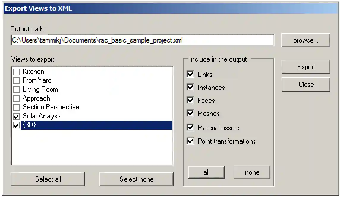 Custom exporter options