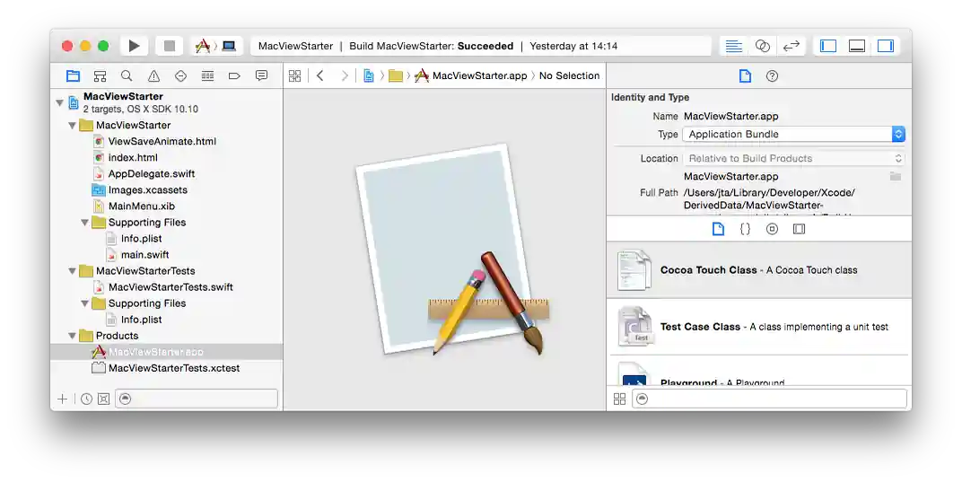 Xcode IDE with MacViewStarter app