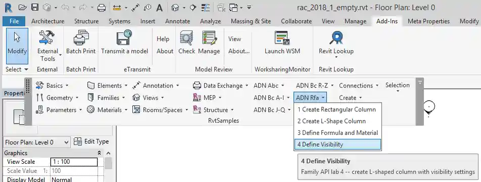 ADN Xtra Labs in Revit 2018.1