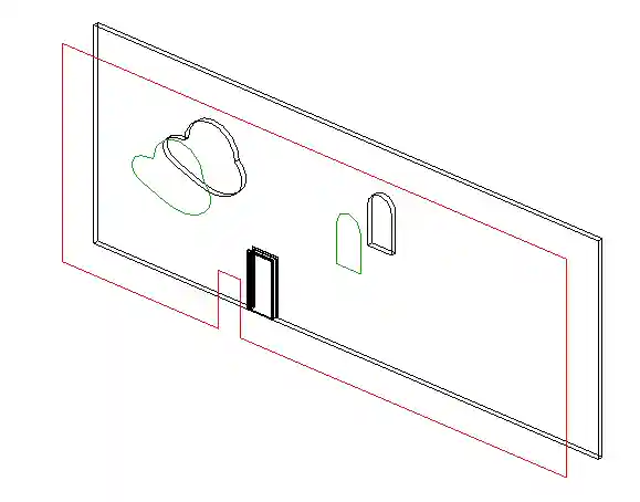 Wall elevation profile with arced window on straight wall