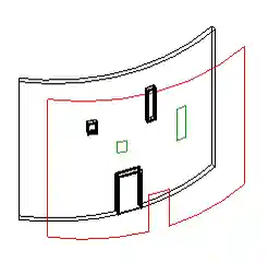 Wall elevation profile with rectangular window on cylindrical wall