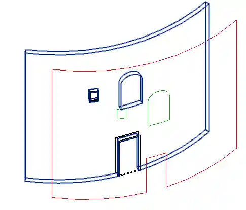 Wall elevation profile with arced window on cylindrical wall