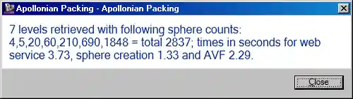 Results of Apollonian packing with seven levels