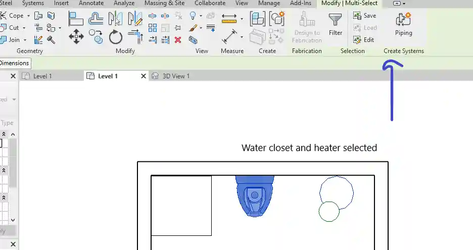 Select elements and click create system