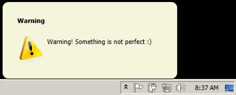 Balloon tip with a warning icon
