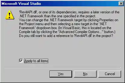 .NET Framework version update message