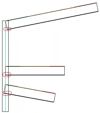 Inclined beams front view