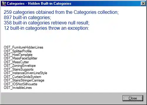 Document and built-in category counts