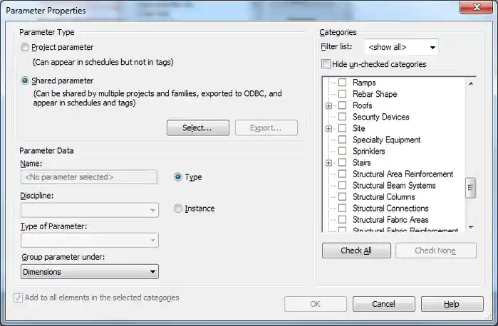 Categories supporting type parameters