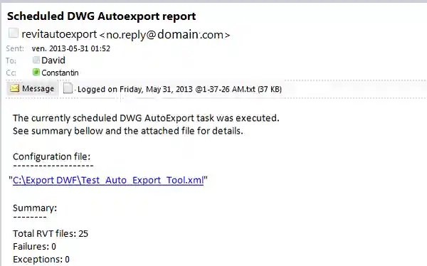 Automated email notification