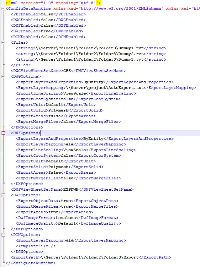 XML configuration file