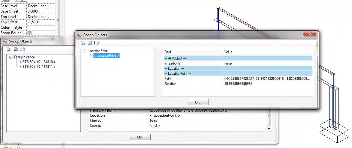 Vertical column LocationPoint