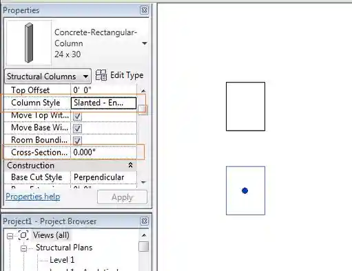 Slanted column properties