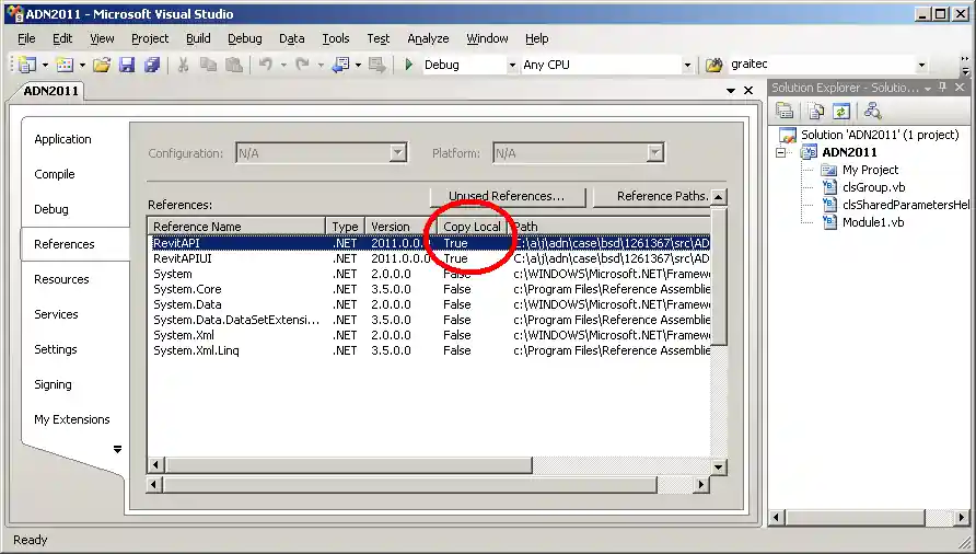 Copy Local flag in a VB project