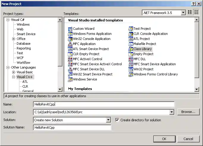 New C++ Visual Studio project
