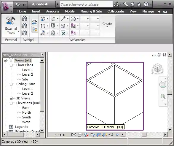 3D view crop box set to first room extents