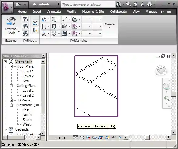 3D view crop box set to next room extents