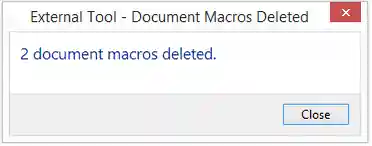 Delete document macros result message