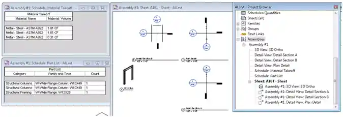 New assembly for selected columns and beam