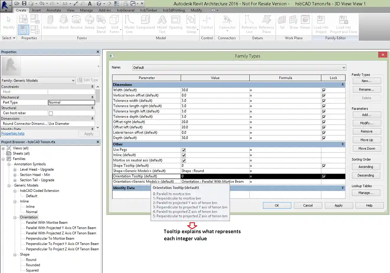Drop-down parameter enum combo