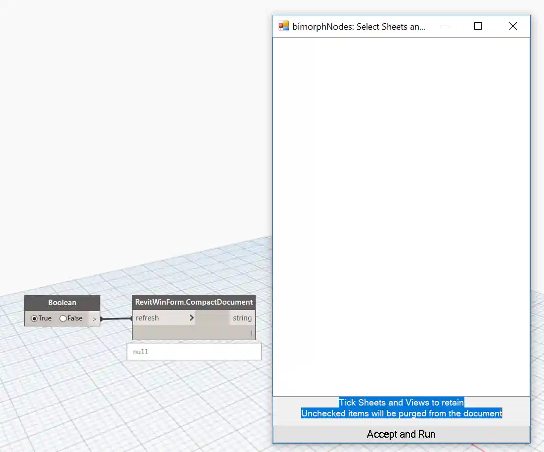 Dynamo node displaying Windows form