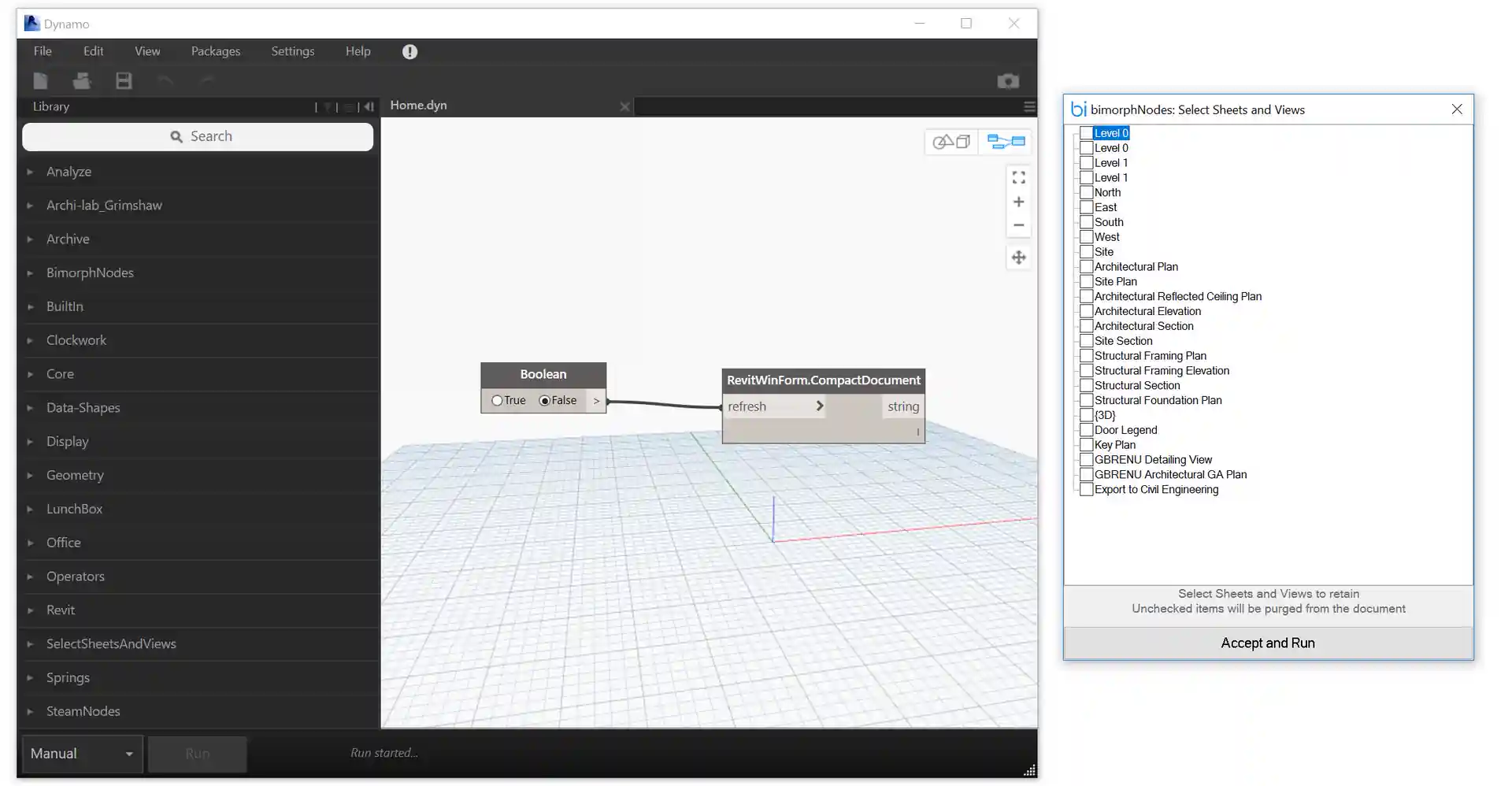 Dynamo displaying Bimorph Windows form