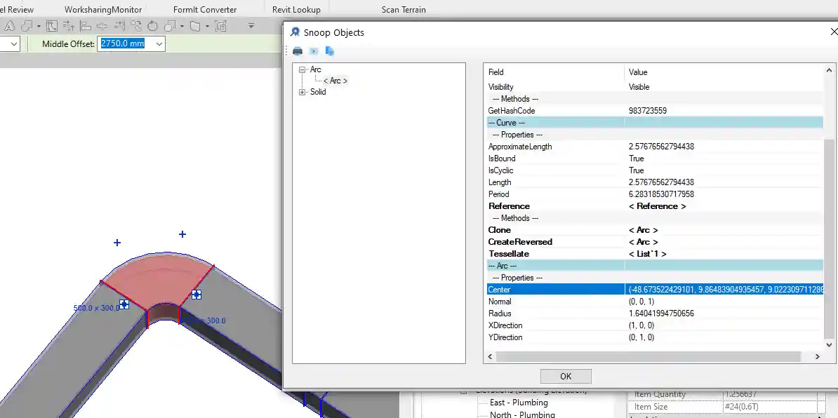 Snooping elbow arc centre point