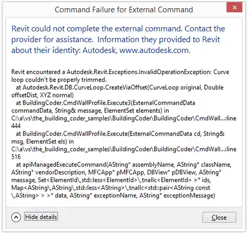 Exception 'curve cannot be trimmed'