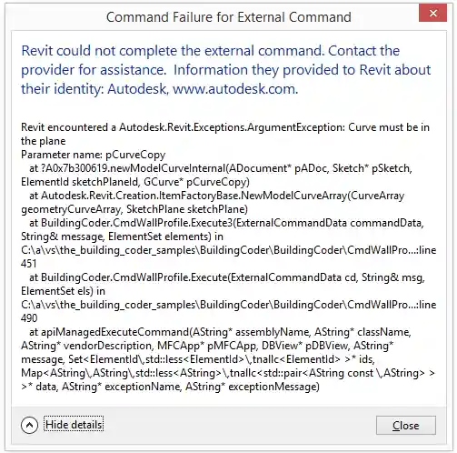 Exception 'curve must be in plane'