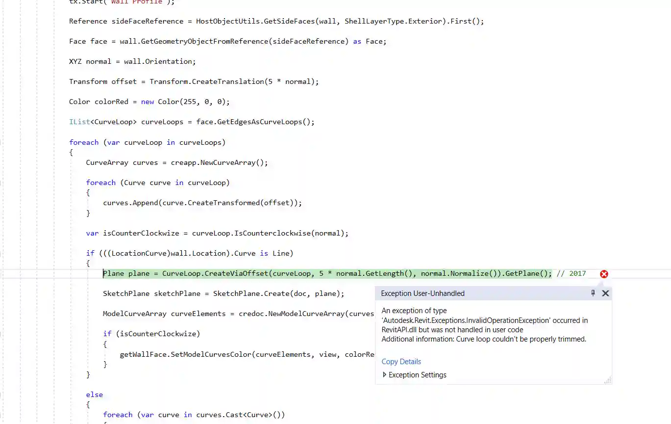 Exception in getWallFace