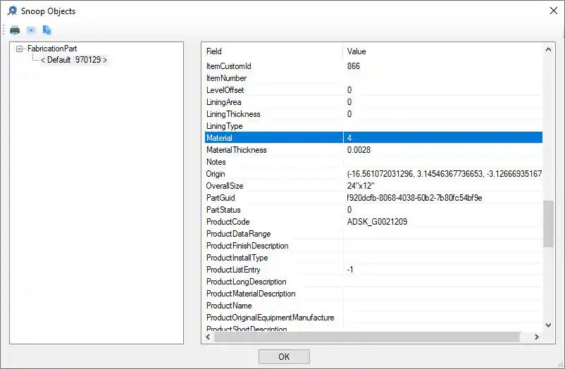 Fabrication part material