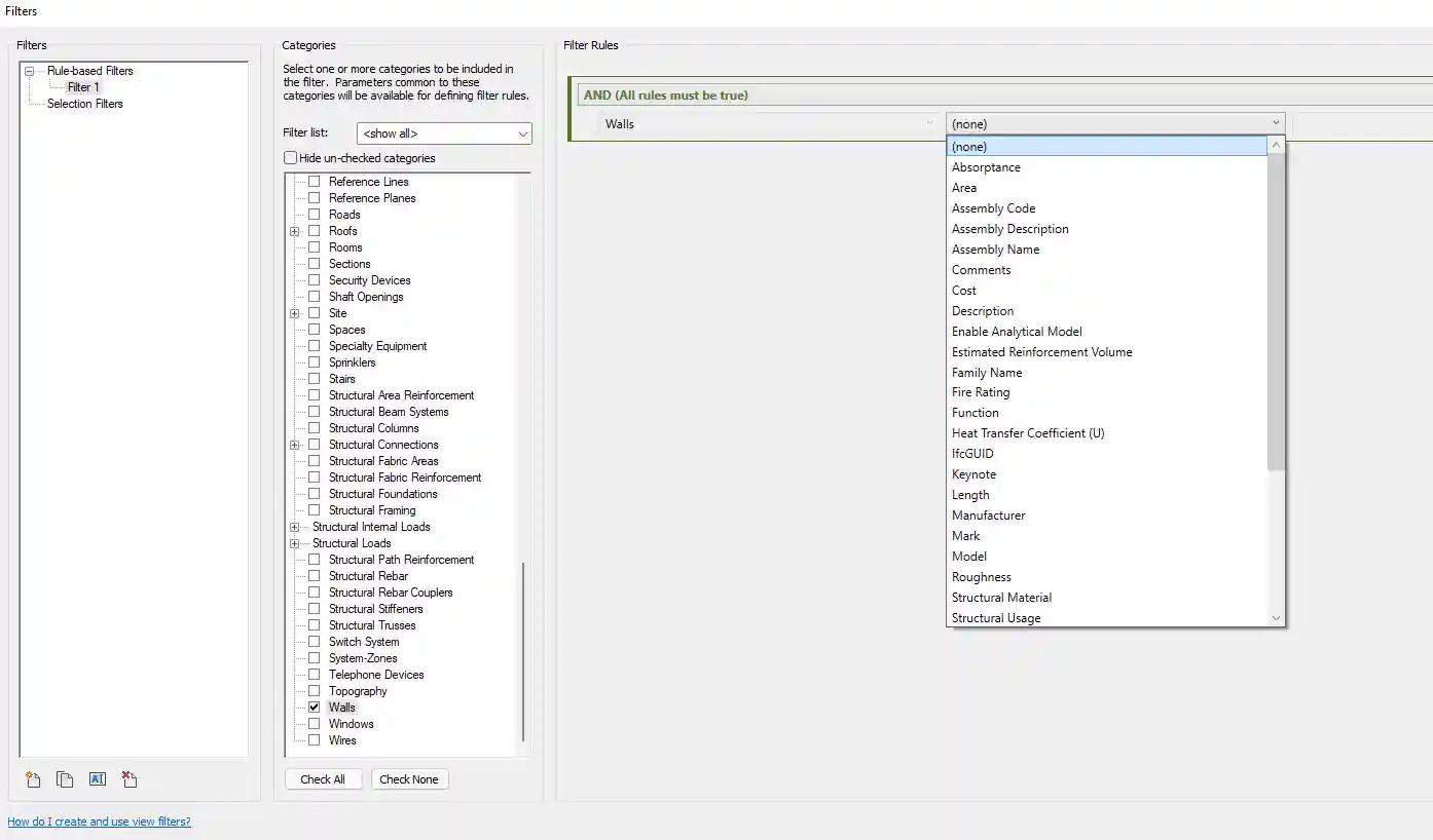 Valid ViewFilter parameters Valid ViewFilter parameters