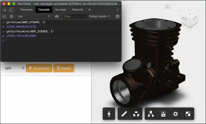 Volume and surface area in the Forge viewer Volume and surface area in the Forge viewer