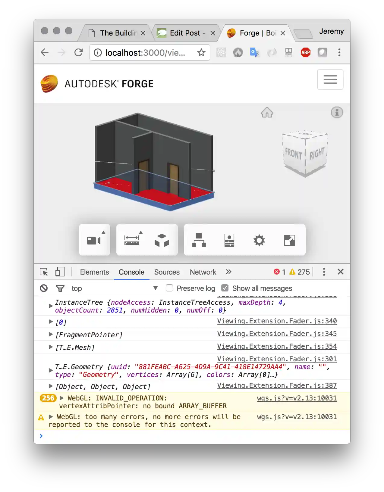 ForgeFader raycast result in Chrome debugging console