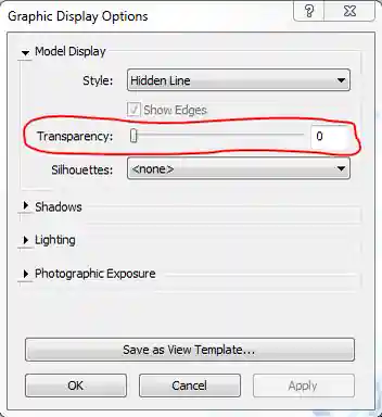 Graphic display options transparency setting