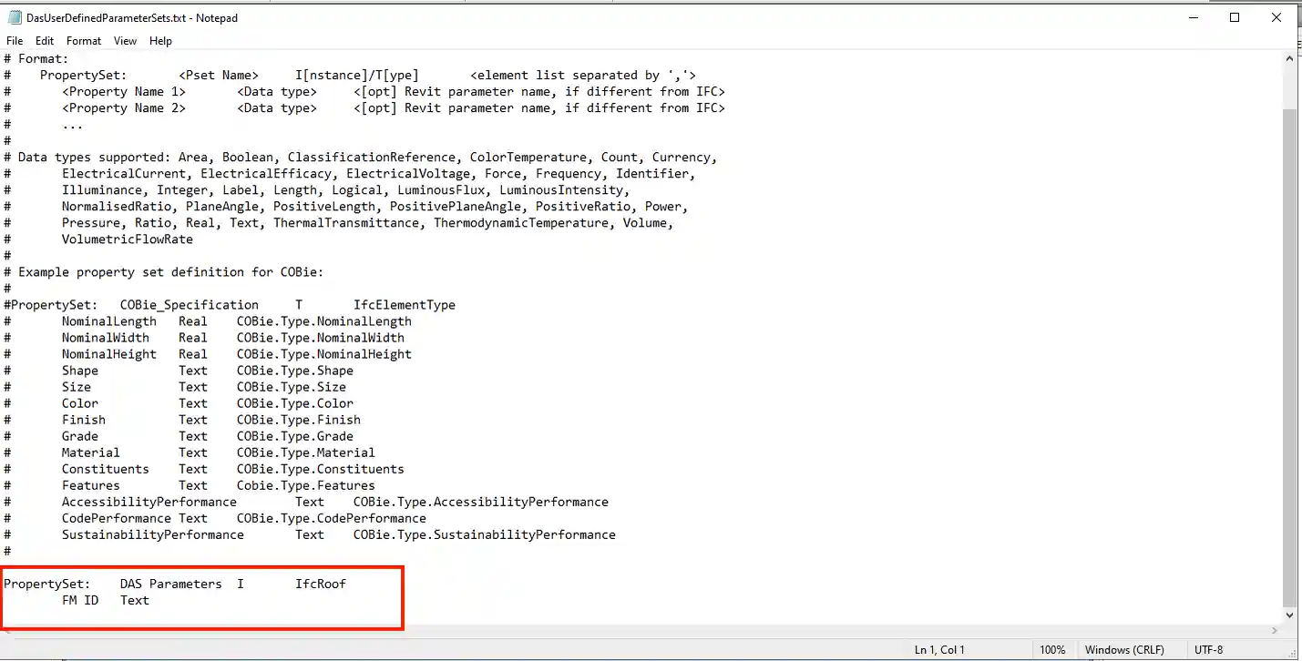 Content of user defined property set Content of user defined property set