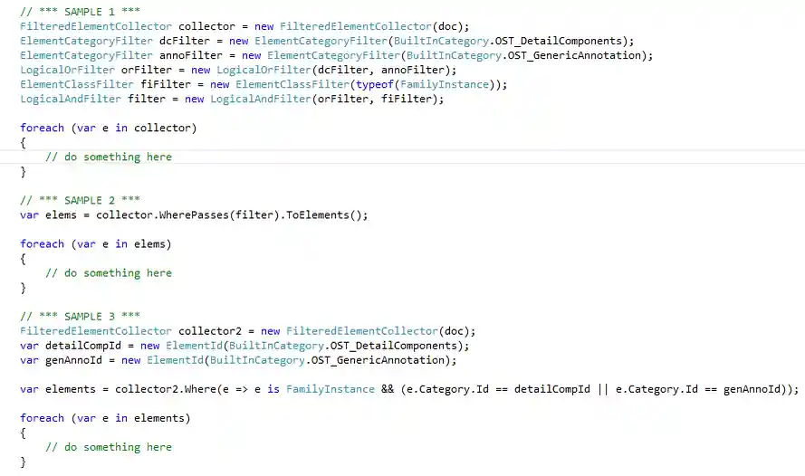 Filtered element collector sample code snippets