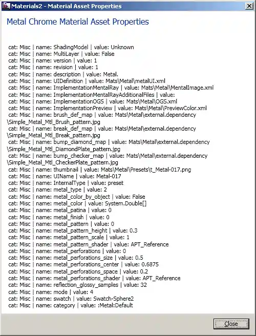 Materials2 asset properties