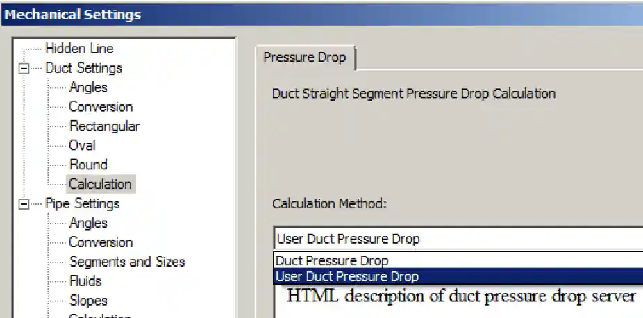 User duct pressure drop