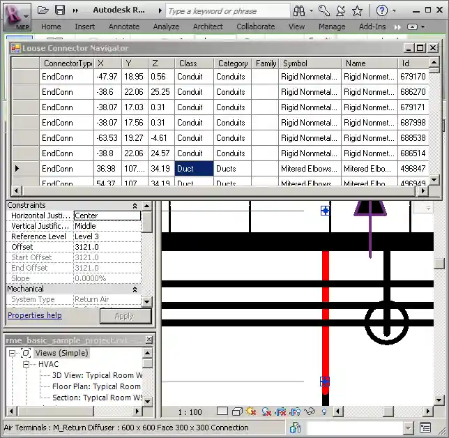 Highlighted element with a loose connector