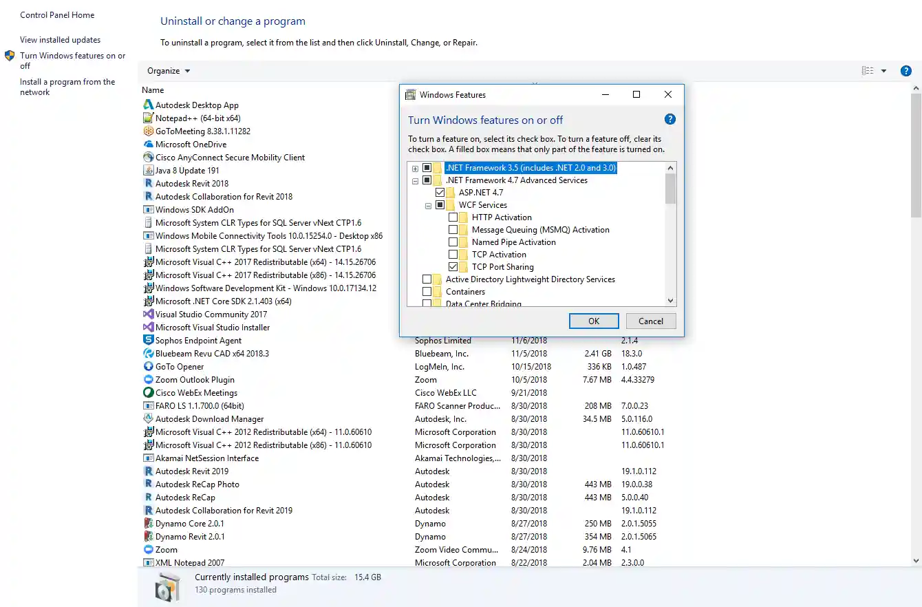 .NET Framework 4.7 in Windows features
