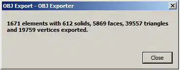 OBJ exporter result in RAC basic sample model