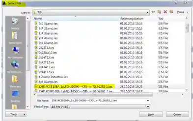 IES file selection