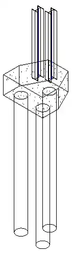 Pile cap foundation and columns