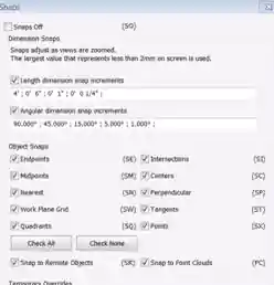 Object snap settings