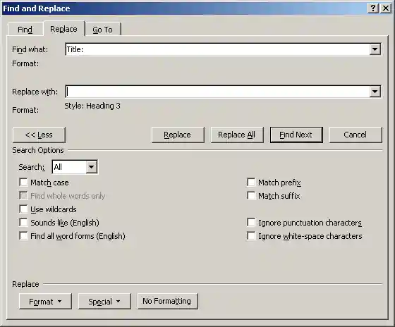 Replace title prefix by paragraph style