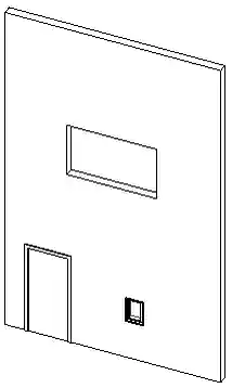 Model of a wall with a door and a window