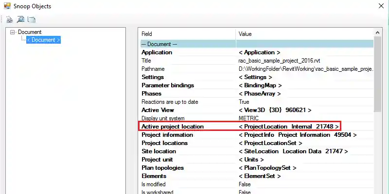 Active project location