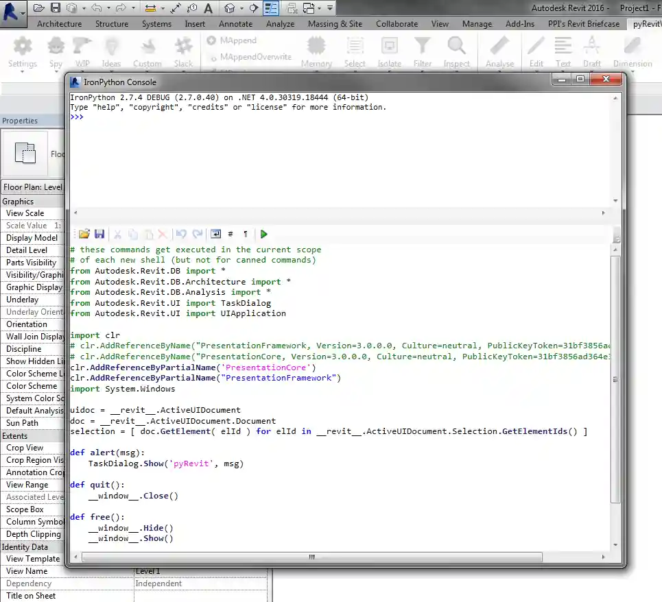 RevitPythonShell console